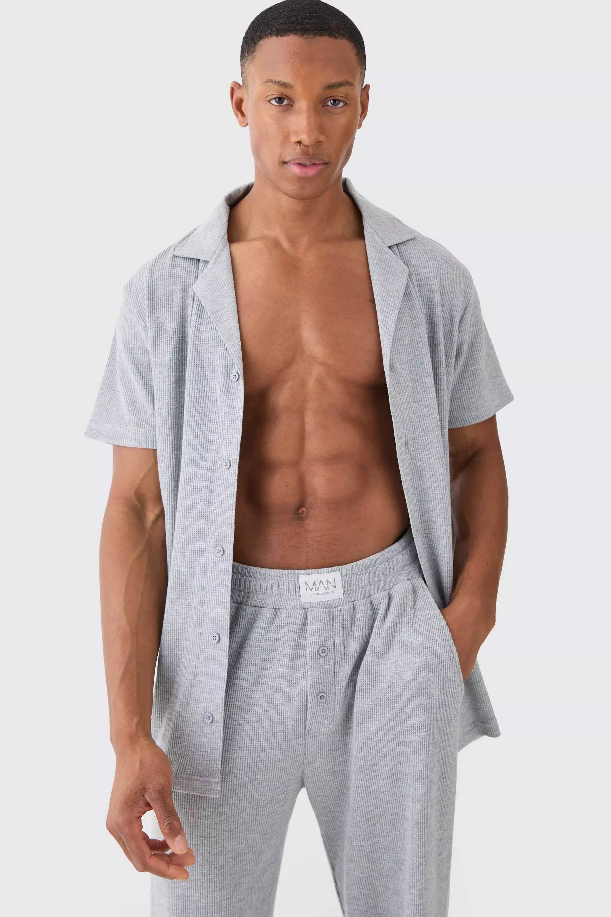 Men's waffle best sale lounge set